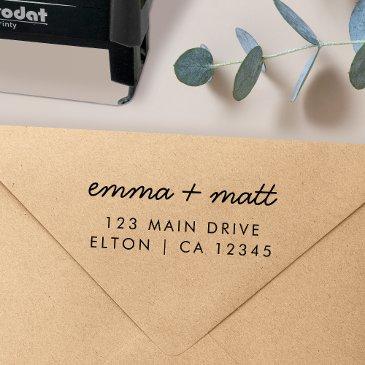 couple return address modern minimalist wedding self-inking stamp