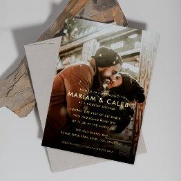 Small Couple's Shower Photo Engagement Party Gold Foil Invitation Front View