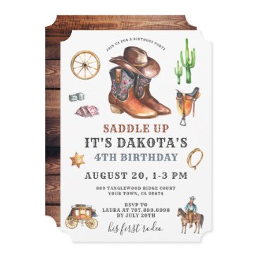 cowboy 4th birthday invitation