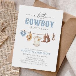 Small Cowboy Baby Shower Invitation Front View