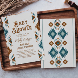 Small Cowboy Baby Shower Invitations | Southwest Baby Front View