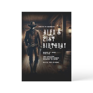 cowboy country western saloon birthday party invitation
