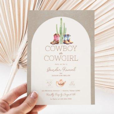 cowboy or cowgirl gender reveal invitation