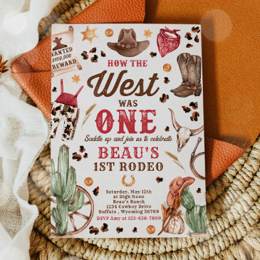 cowboy rodeo 1st birthday how the west was one invitation