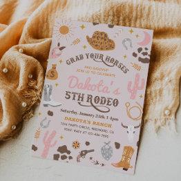 Small Cowgirl Birthday Invitation | 5th Rodeo Invitation Front View