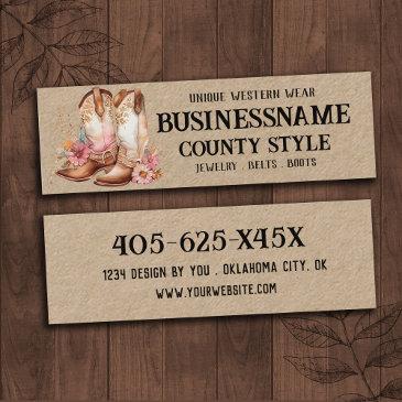 cowgirl boots western theme mini business invitations