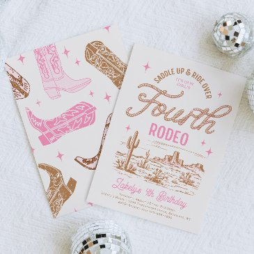 cowgirl fourth rodeo birthday invitation
