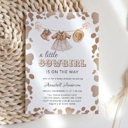 Small Cowgirl Western Hat Boots Dress Baby Shower Invitation Front View