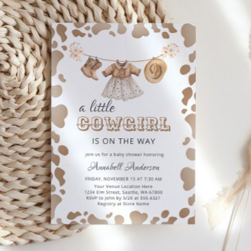 cowgirl western hat boots dress baby shower invitation
