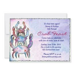 Small Crab Fest Feast Dinner Party Invitation Front View