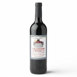 Small Crawfish Boil Couple Engagement Party Invitation Wine Label Front View