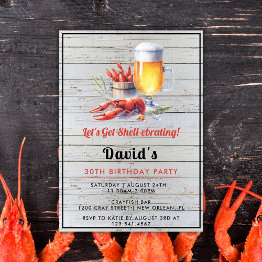 Small Crawfish Boil Party Invite Summer 30th Birthday Front View