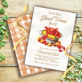 Small Crawfish Seafood Boil Invitation Front View