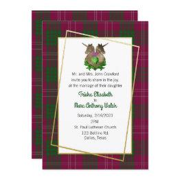 Small Crawford Clan Scottish Symbols Wedding Invitation Front View