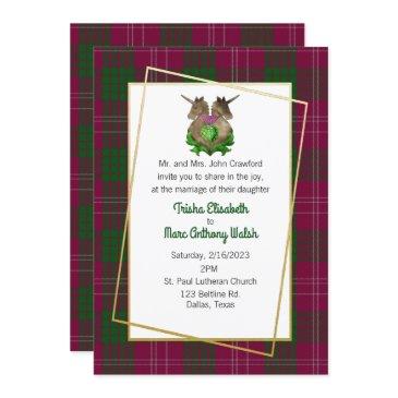 crawford clan scottish symbols wedding invitation