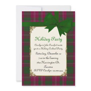 crawford tartan plaid custom holiday party invitation