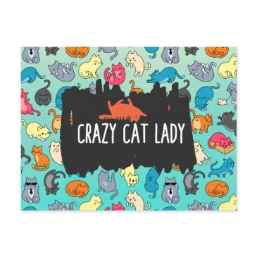 crazy cat lady cute and playful cat pattern postinvitations