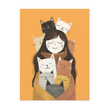crazy cat lady illustration cute& quirky postinvitations