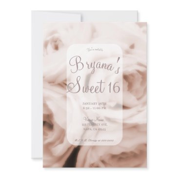 creamy soft blush pink roses elegant sweet 16 invitation