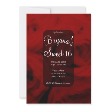 creamy soft red roses sweet 16 birthday party  invitation