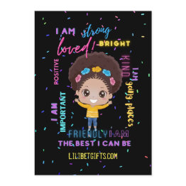 Small Create Your Own I Am - Positive Girl Affirmations Invitation Front View