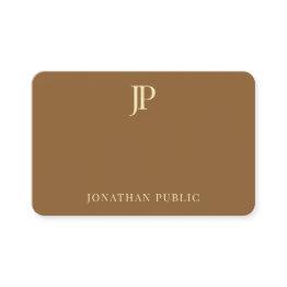 Small Creative Modern Plain Gold Monogram Text Trendy Business Invitations Front View