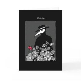 Small Creepy Plague Doctor Goth I Love You Valentine Invitations Front View