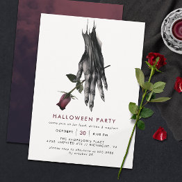 Small Creepy Witch Hand | Modern Halloween Party Invitation Front View