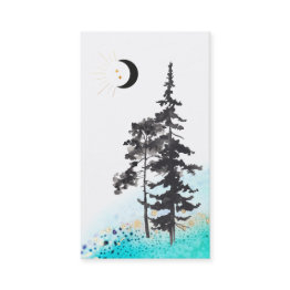 Small *~* Crescent Moon Trees Gold Stars Moon Beams Business Invitations Front View