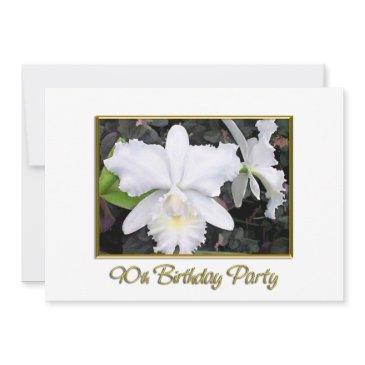 crisp white orchids birthday party 90 invitation
