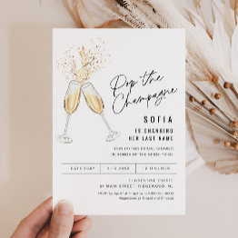 Small Cristal Champagne Bridal Shower Invitation Front View