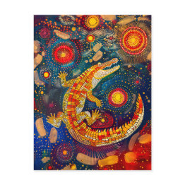 Small Crocodile In Aborigine Dot Art Style Postinvitations Front View