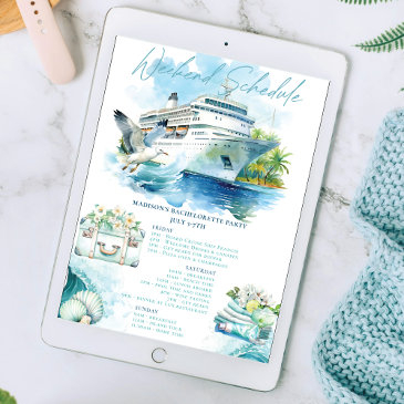 cruise bachelorette party weekend itinerary invitation