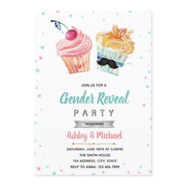 cupcake or stud muffin gender reveal invitation