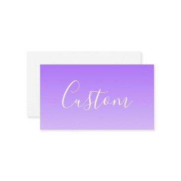 cursive script name & editable light purple ombre enclosure invitations