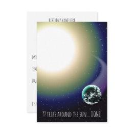 Small Custom Birthday Trips Around The Sun Invitation Front View