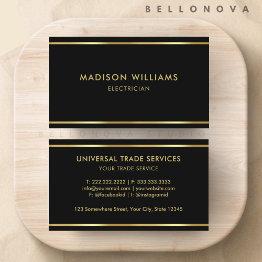 Small Custom Black And Gold Premium Professional Business Invitations Front View