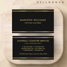 Small Custom Black And Gold Premium Professional Business Invitations Front View