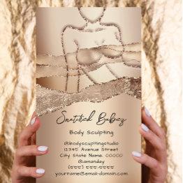 Small Custom Body Sculpting Cosmetics Logo Qrcode Woman Business Invitations Front View