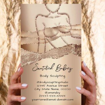 custom body sculpting cosmetics logo qrcode woman business invitations