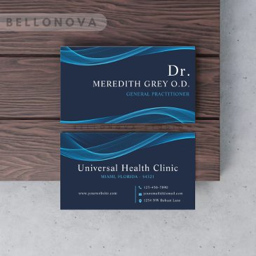 custom dark bright blue white doctors fancy business invitations