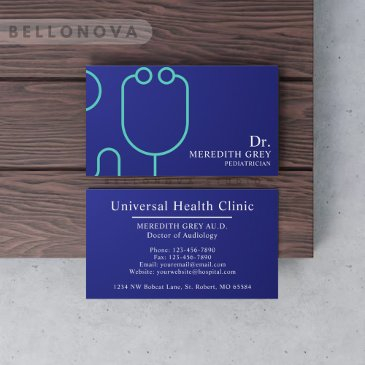 custom dark navy blue white doctors fancy business invitations