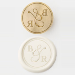 Small Custom Elegant Calligraphy Couple Names Initials Wax Seal Stamp Front View