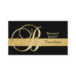 Small Custom Elegant Monogrammed Gold Black Initial 'b' Business Invitations Front View