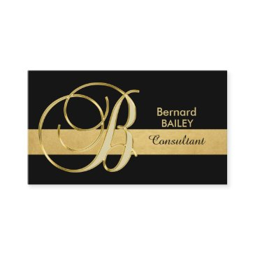 custom elegant monogrammed gold black initial 'b' business invitations