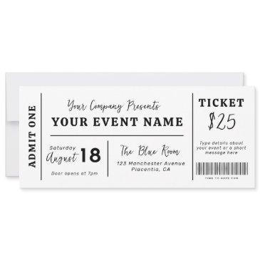 custom event ticket, concert fake ticket, school invitation