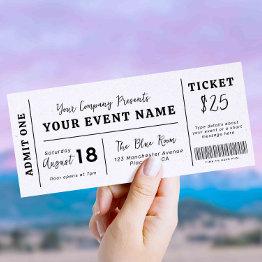 Small Custom Event Ticket, Concert Fake Ticket, School Invitation Front View