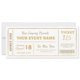 Small Custom Event Ticket, Concert Fake Ticket, School Invitation Front View