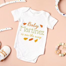 Small Custom Fall Grandparent Pregnancy Announcement Baby Bodysuit Front View