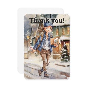 custom female letter carrier christmas thank you invitations